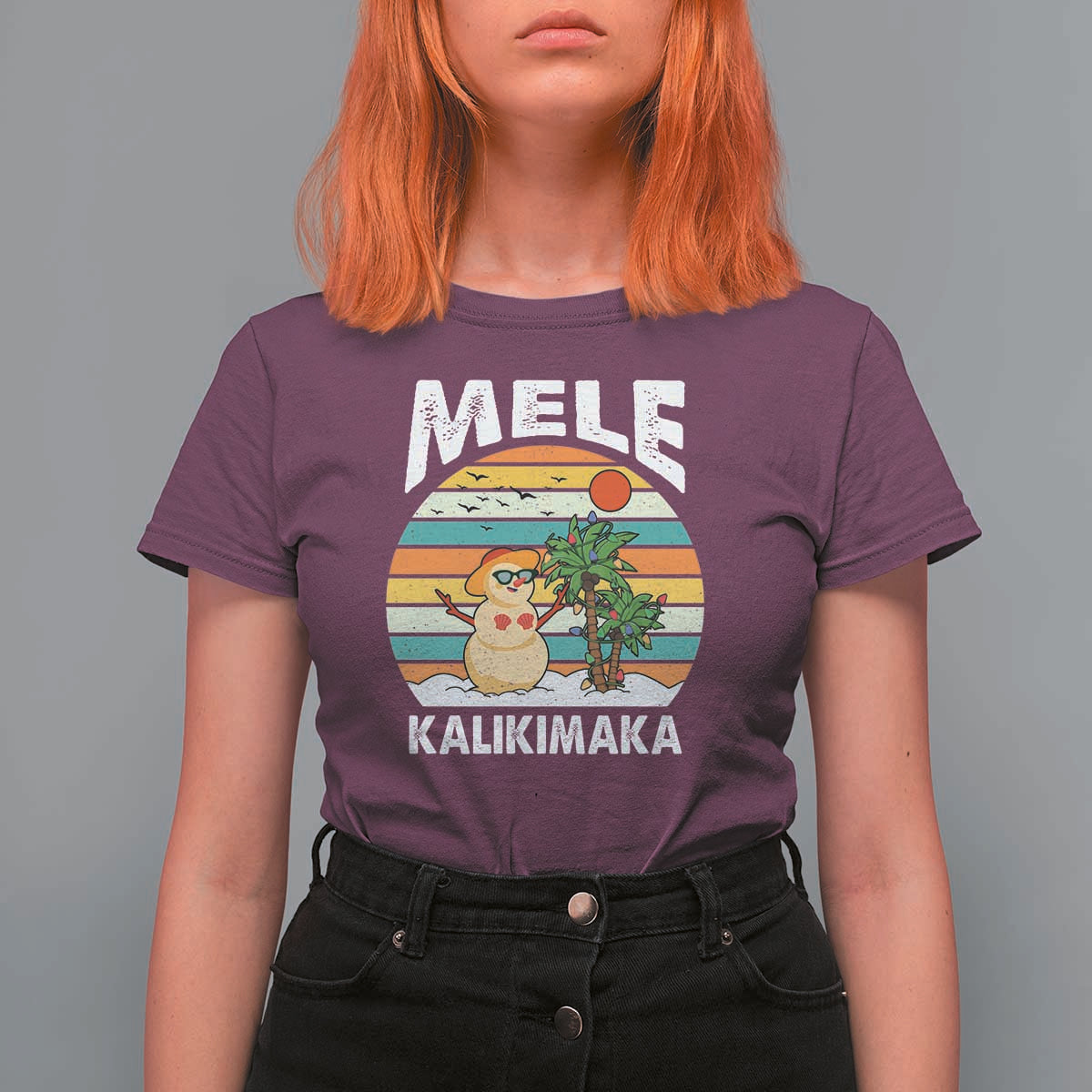 Mele Kalikimaka Hawaiian Christmas T Shirt For Women Beach Hawaii Xmas In July Tropical - Wonder Print Shop