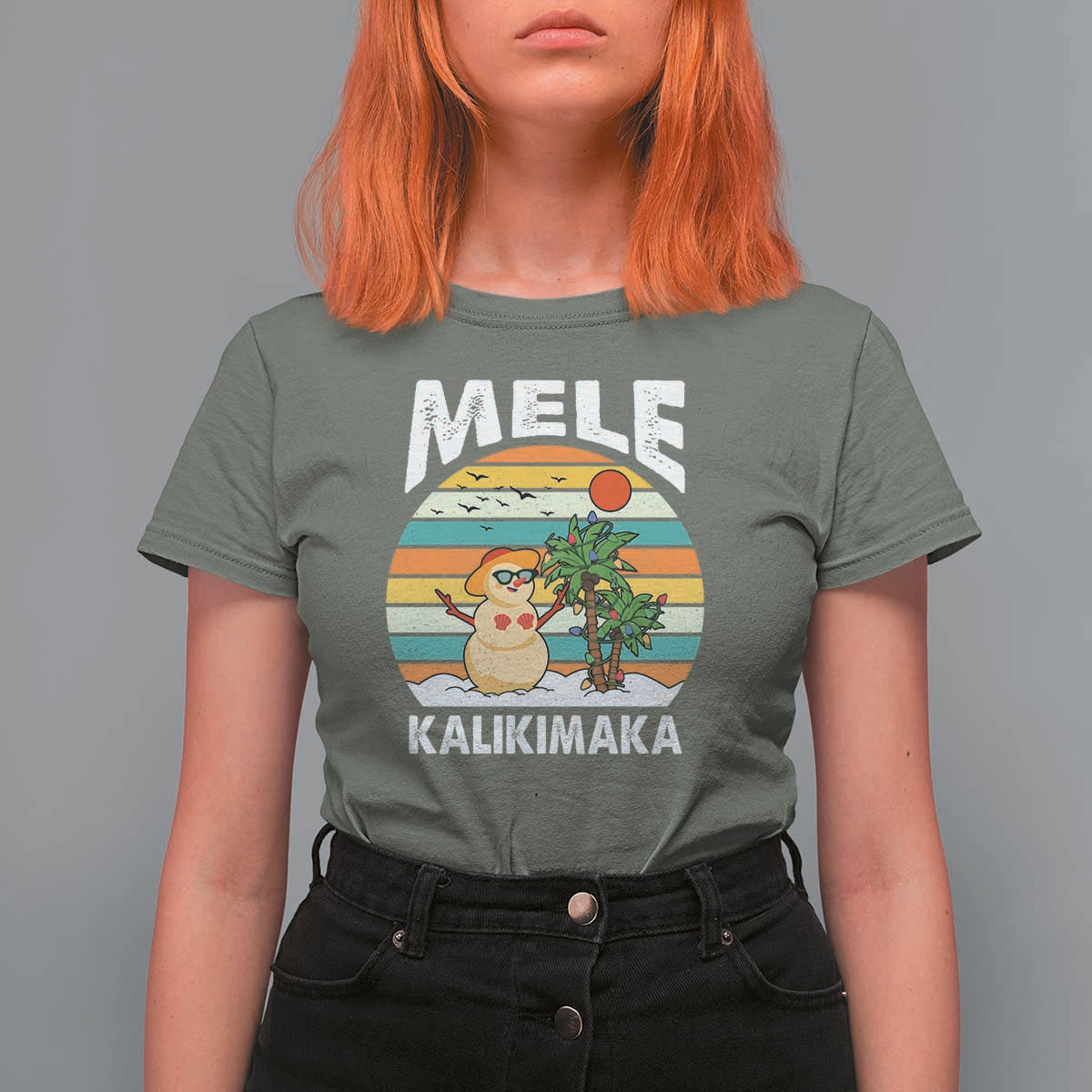 Mele Kalikimaka Hawaiian Christmas T Shirt For Women Beach Hawaii Xmas In July Tropical - Wonder Print Shop