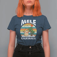 Mele Kalikimaka Hawaiian Christmas T Shirt For Women Beach Hawaii Xmas In July Tropical - Wonder Print Shop
