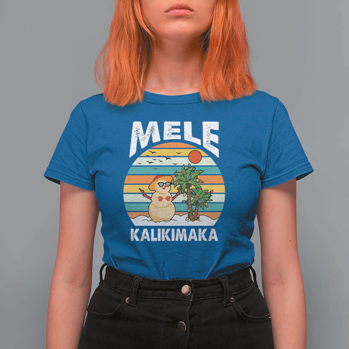 Mele Kalikimaka Hawaiian Christmas T Shirt For Women Beach Hawaii Xmas In July Tropical - Wonder Print Shop