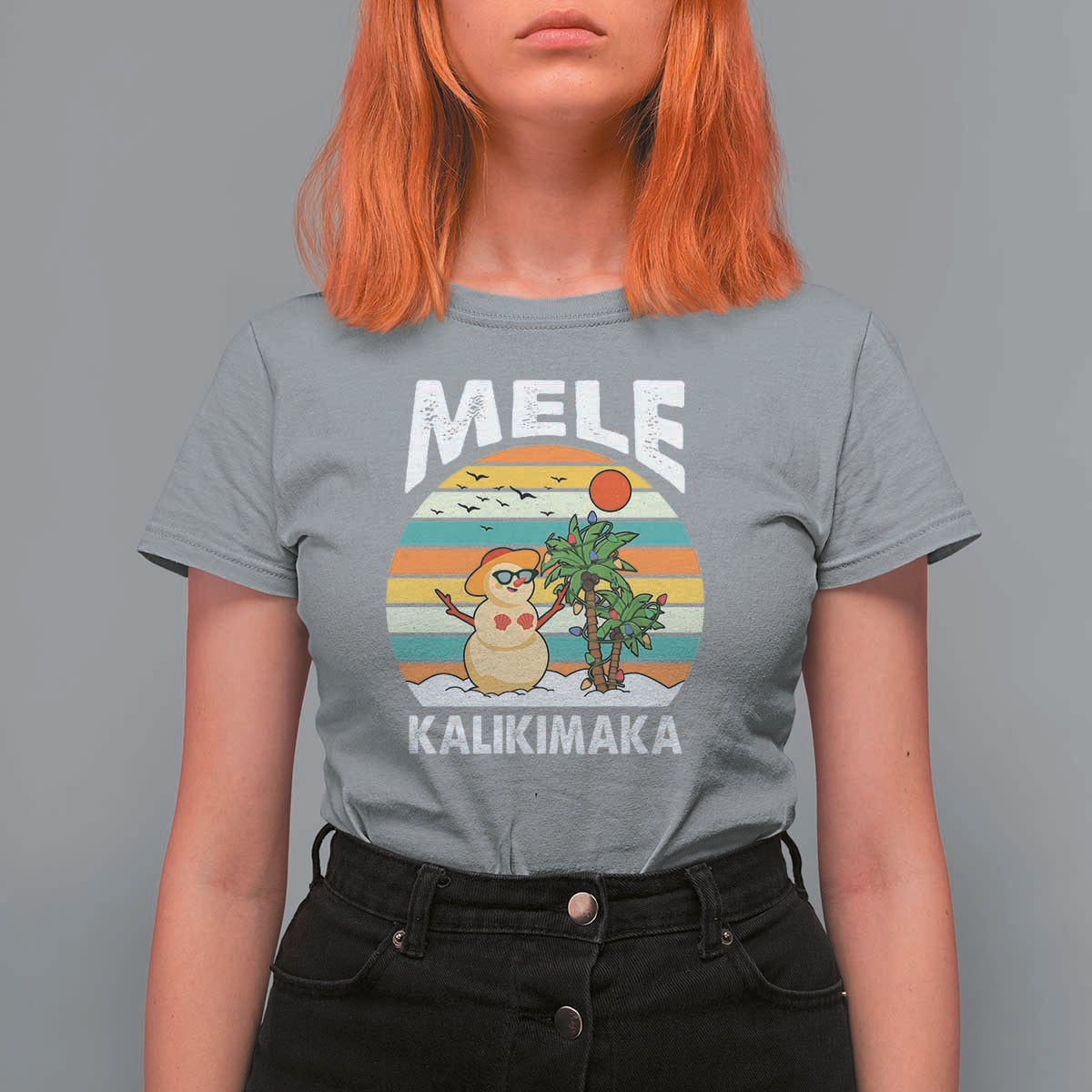 Mele Kalikimaka Hawaiian Christmas T Shirt For Women Beach Hawaii Xmas In July Tropical - Wonder Print Shop