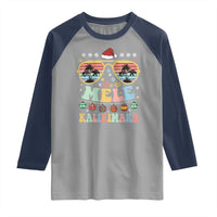 Santa Claus Sunglasses Beach Christmas In Hawaii Family Vacation Raglan Shirt Mele Kalikimaka