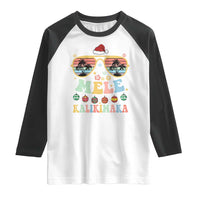 Santa Claus Sunglasses Beach Christmas In Hawaii Family Vacation Raglan Shirt Mele Kalikimaka