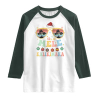 Santa Claus Sunglasses Beach Christmas In Hawaii Family Vacation Raglan Shirt Mele Kalikimaka