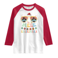 Santa Claus Sunglasses Beach Christmas In Hawaii Family Vacation Raglan Shirt Mele Kalikimaka
