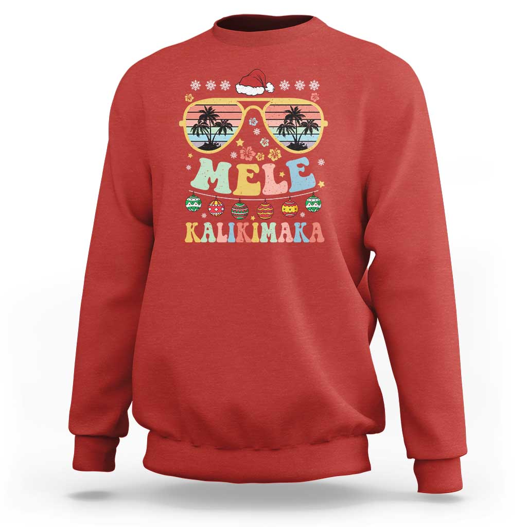Santa Claus Sunglasses Beach Christmas In Hawaii Family Vacation Sweatshirt Mele Kalikimaka - Wonder Print Shop