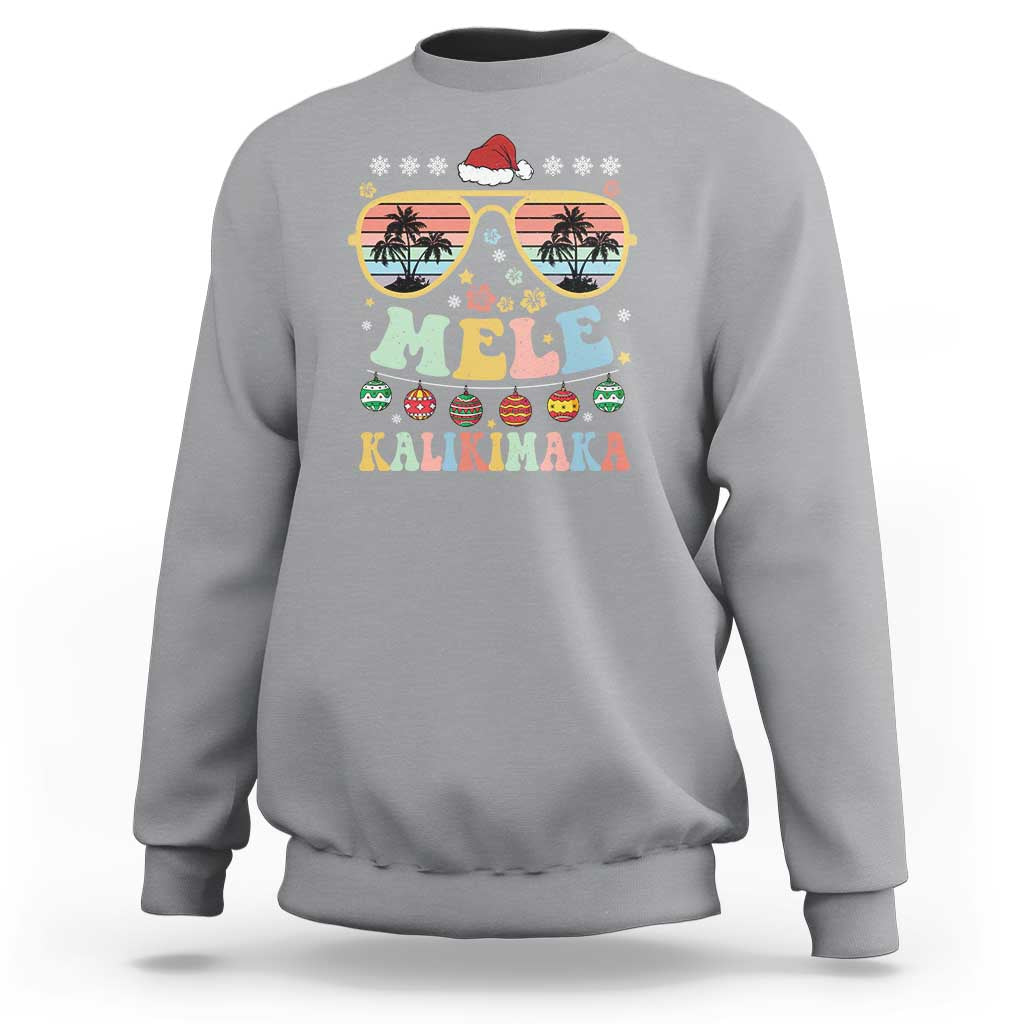 Santa Claus Sunglasses Beach Christmas In Hawaii Family Vacation Sweatshirt Mele Kalikimaka - Wonder Print Shop