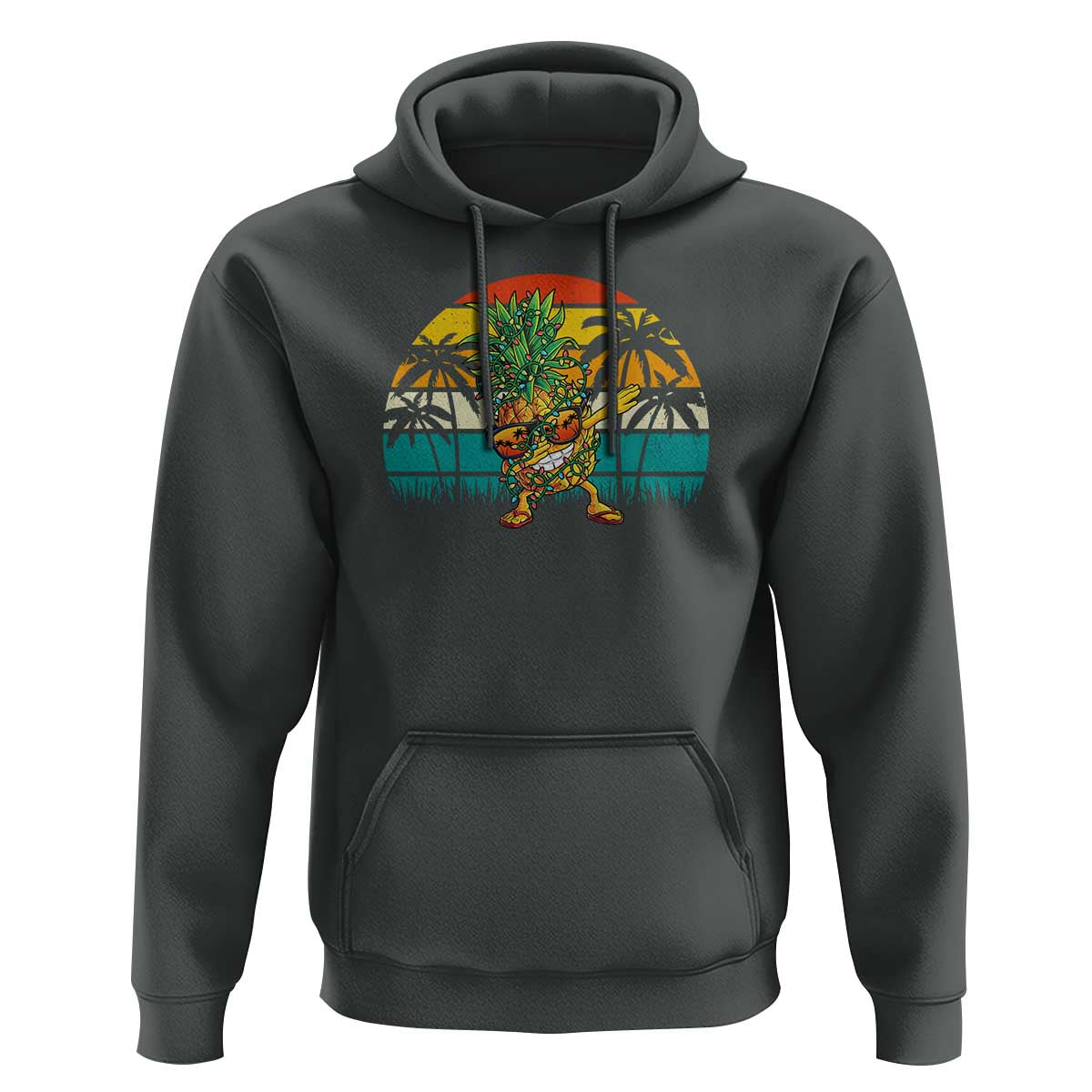 Dabbing Pineapple Christmas Tree Lights Hoodie Hawaiian Hawaii Tropical Xmas Men Gifts Sunglasses On