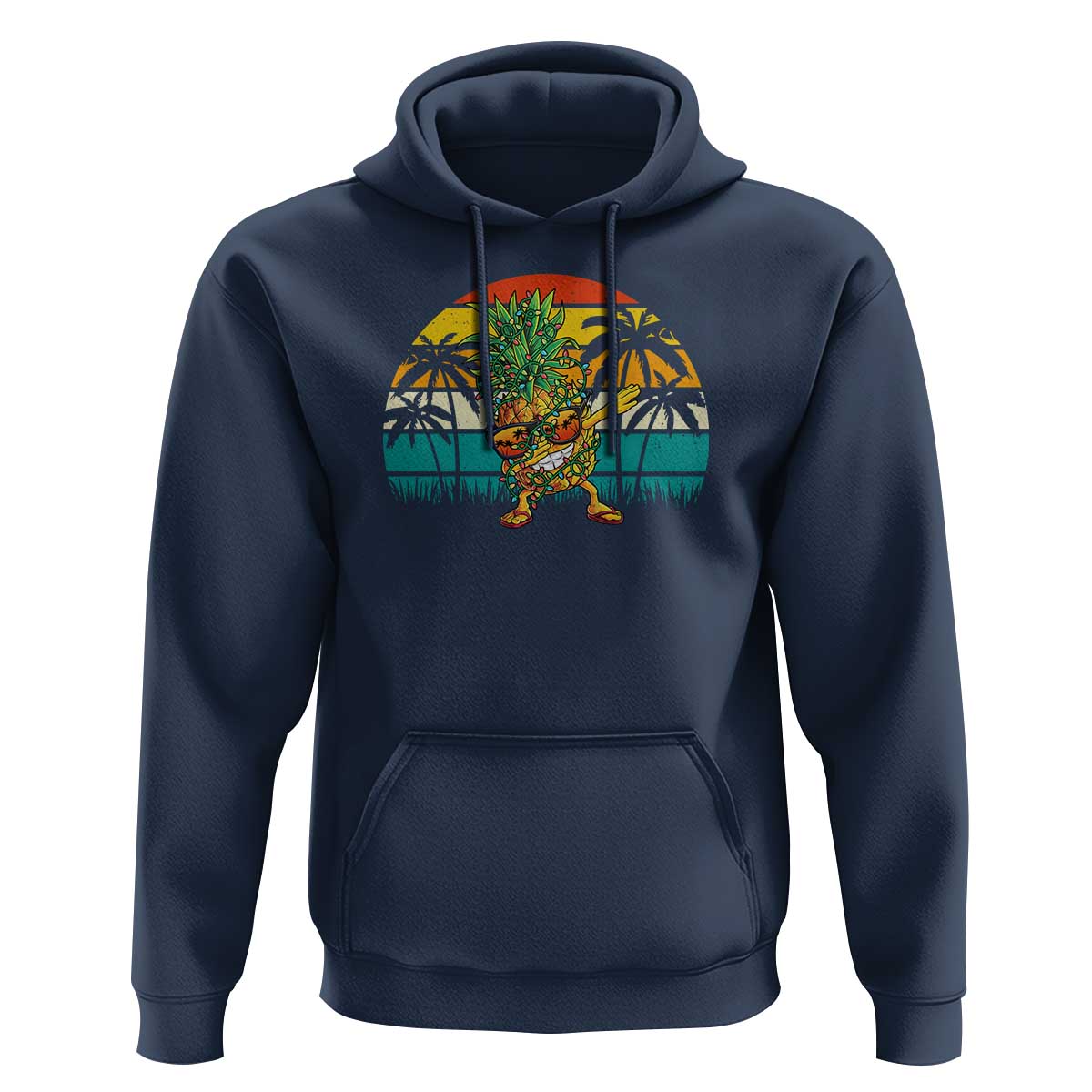 Dabbing Pineapple Christmas Tree Lights Hoodie Hawaiian Hawaii Tropical Xmas Men Gifts Sunglasses On