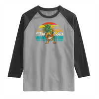 Dabbing Pineapple Christmas Tree Lights Raglan Shirt Hawaiian Hawaii Tropical Xmas Men Gifts Sunglasses On