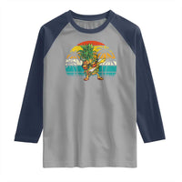 Dabbing Pineapple Christmas Tree Lights Raglan Shirt Hawaiian Hawaii Tropical Xmas Men Gifts Sunglasses On