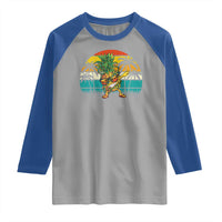 Dabbing Pineapple Christmas Tree Lights Raglan Shirt Hawaiian Hawaii Tropical Xmas Men Gifts Sunglasses On