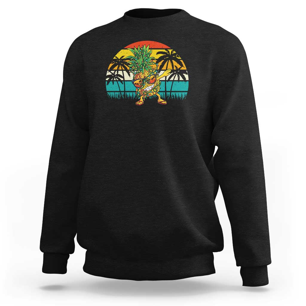 Dabbing Pineapple Christmas Tree Lights Sweatshirt Hawaiian Hawaii Tropical Xmas Men Gifts Sunglasses On - Wonder Print Shop