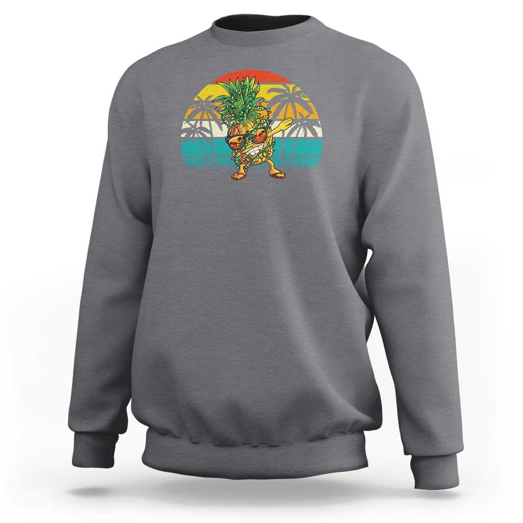 Dabbing Pineapple Christmas Tree Lights Sweatshirt Hawaiian Hawaii Tropical Xmas Men Gifts Sunglasses On - Wonder Print Shop