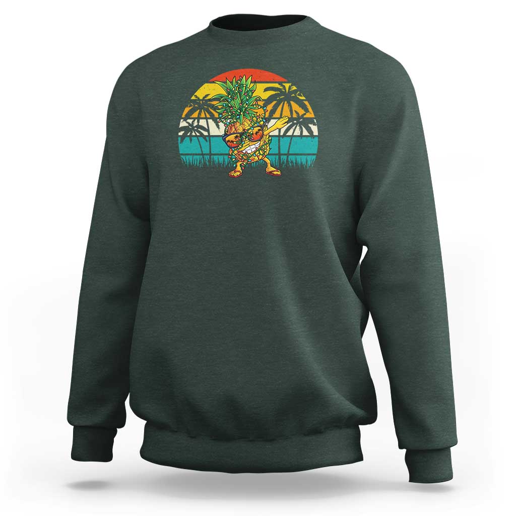 Dabbing Pineapple Christmas Tree Lights Sweatshirt Hawaiian Hawaii Tropical Xmas Men Gifts Sunglasses On - Wonder Print Shop