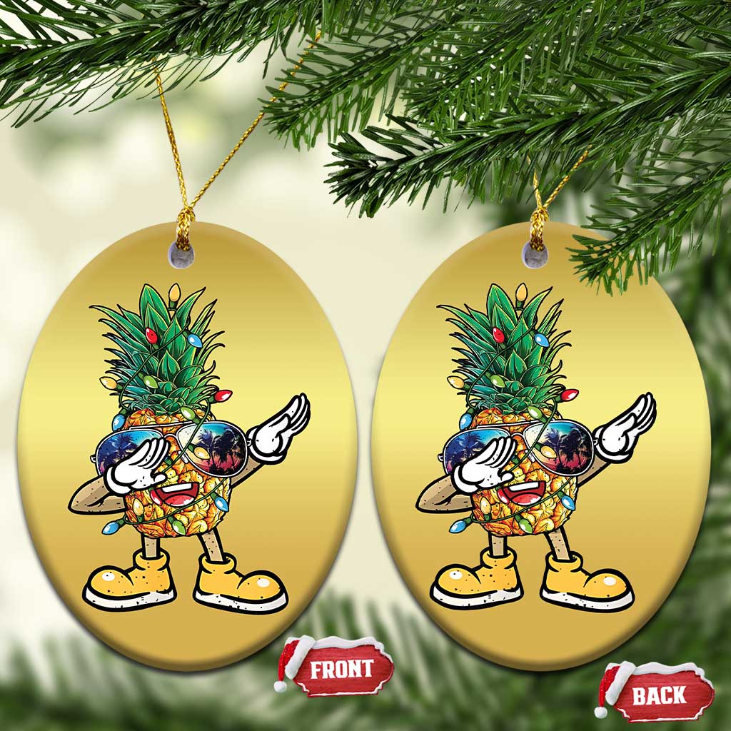 Dabbing Pineapple Hawaii Xmas Tree Lights Xmas Sunglasses Christmas Ornament Tropical Holiday Beach - Wonder Print Shop