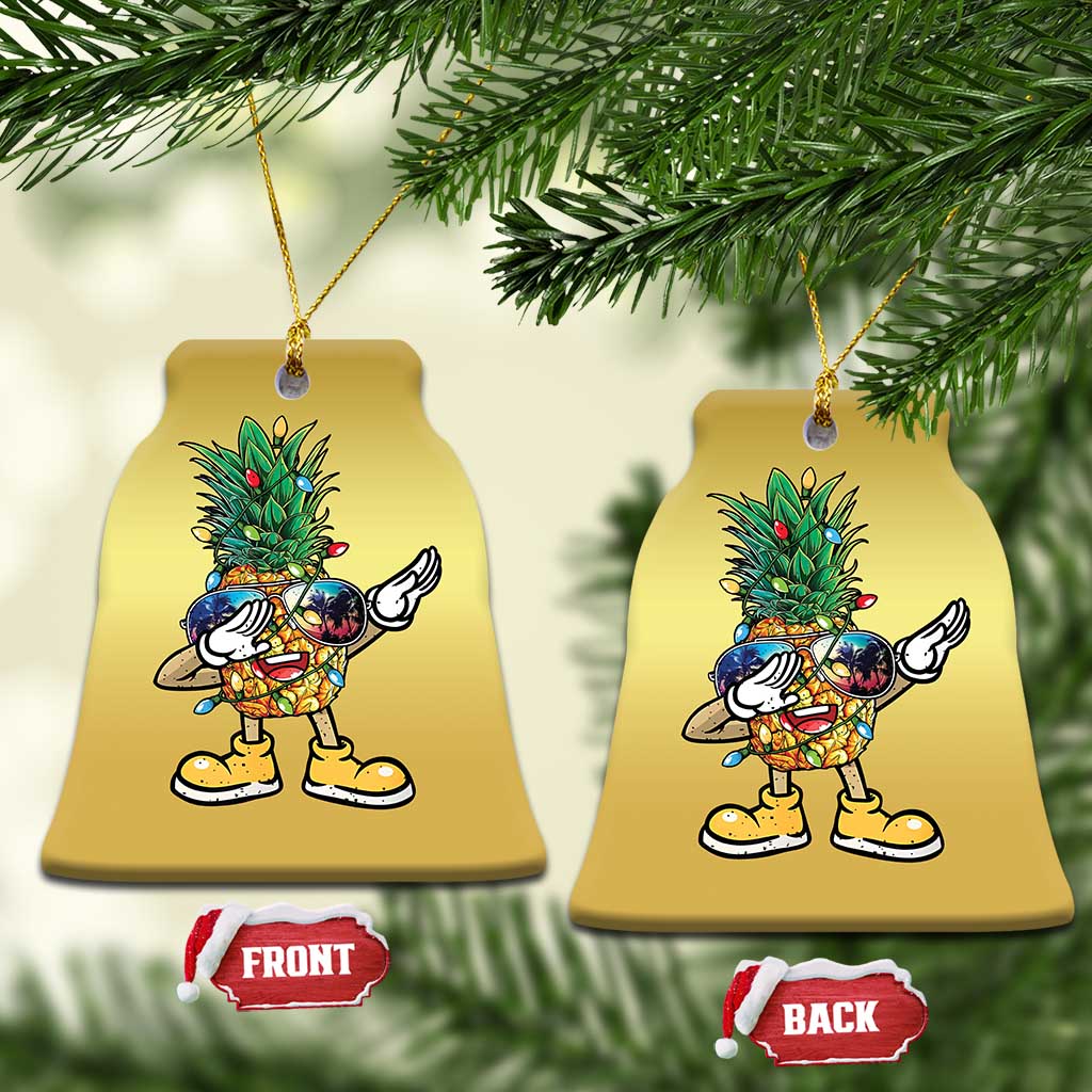 Dabbing Pineapple Hawaii Xmas Tree Lights Xmas Sunglasses Christmas Ornament Tropical Holiday Beach - Wonder Print Shop