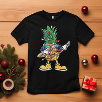 Dabbing Pineapple Christmas Tree Lights Xmas Sunglasses T Shirt Tropical Holiday Beach Tank for Hawaii Vacation - Wonder Print Shop