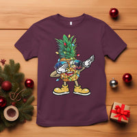 Dabbing Pineapple Christmas Tree Lights Xmas Sunglasses T Shirt Tropical Holiday Beach Tank for Hawaii Vacation - Wonder Print Shop