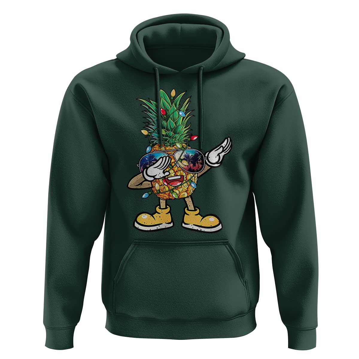 Dabbing Pineapple Christmas Tree Lights Xmas Sunglasses Hoodie Tropical Holiday Beach Tank for Hawaii Vacation