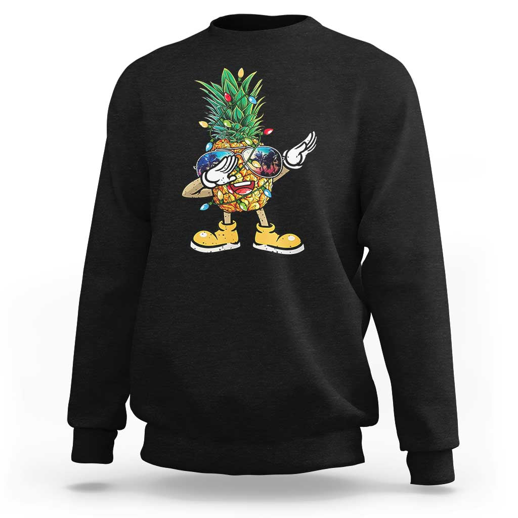 Dabbing Pineapple Christmas Tree Lights Xmas Sunglasses Sweatshirt Tropical Holiday Beach Tank for Hawaii Vacation - Wonder Print Shop