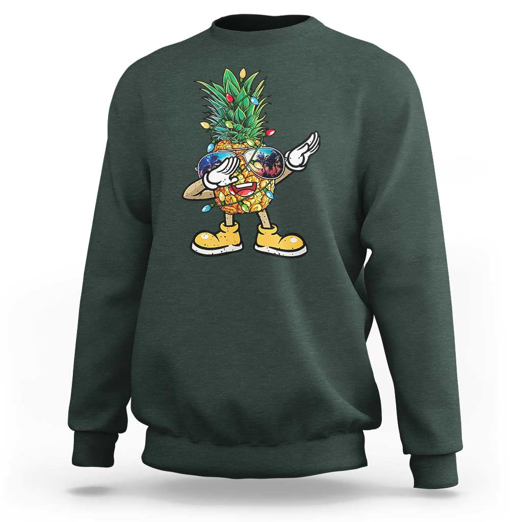 Dabbing Pineapple Christmas Tree Lights Xmas Sunglasses Sweatshirt Tropical Holiday Beach Tank for Hawaii Vacation - Wonder Print Shop
