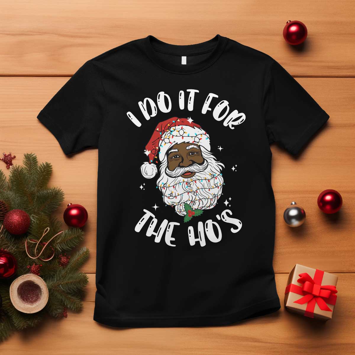 Funny Santa Claus T Shirt African American Xmas Vintage Black Santa - Wonder Print Shop