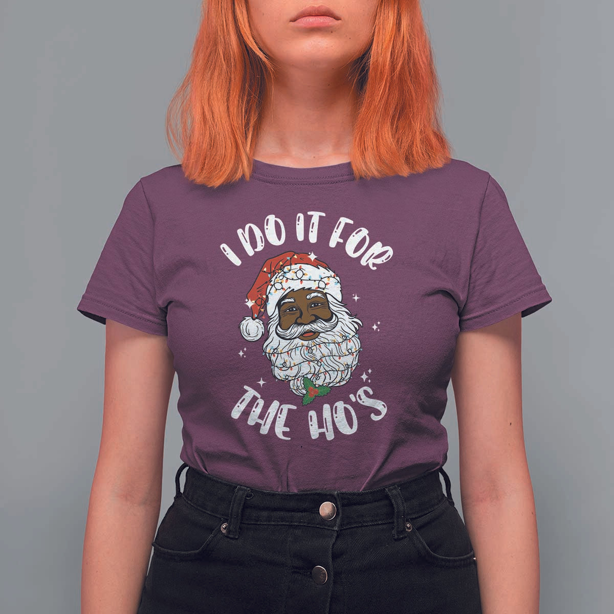 Funny Santa Claus T Shirt For Women African American Xmas Vintage Black Santa - Wonder Print Shop