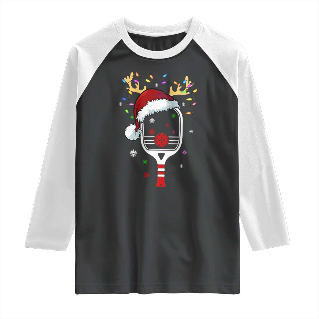 Pickleball Christmas Raglan Shirt Holiday Reindeer Player Gifts Sports Xmas