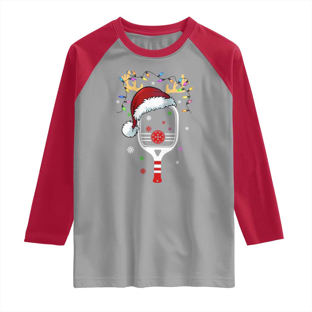Pickleball Christmas Raglan Shirt Holiday Reindeer Player Gifts Sports Xmas