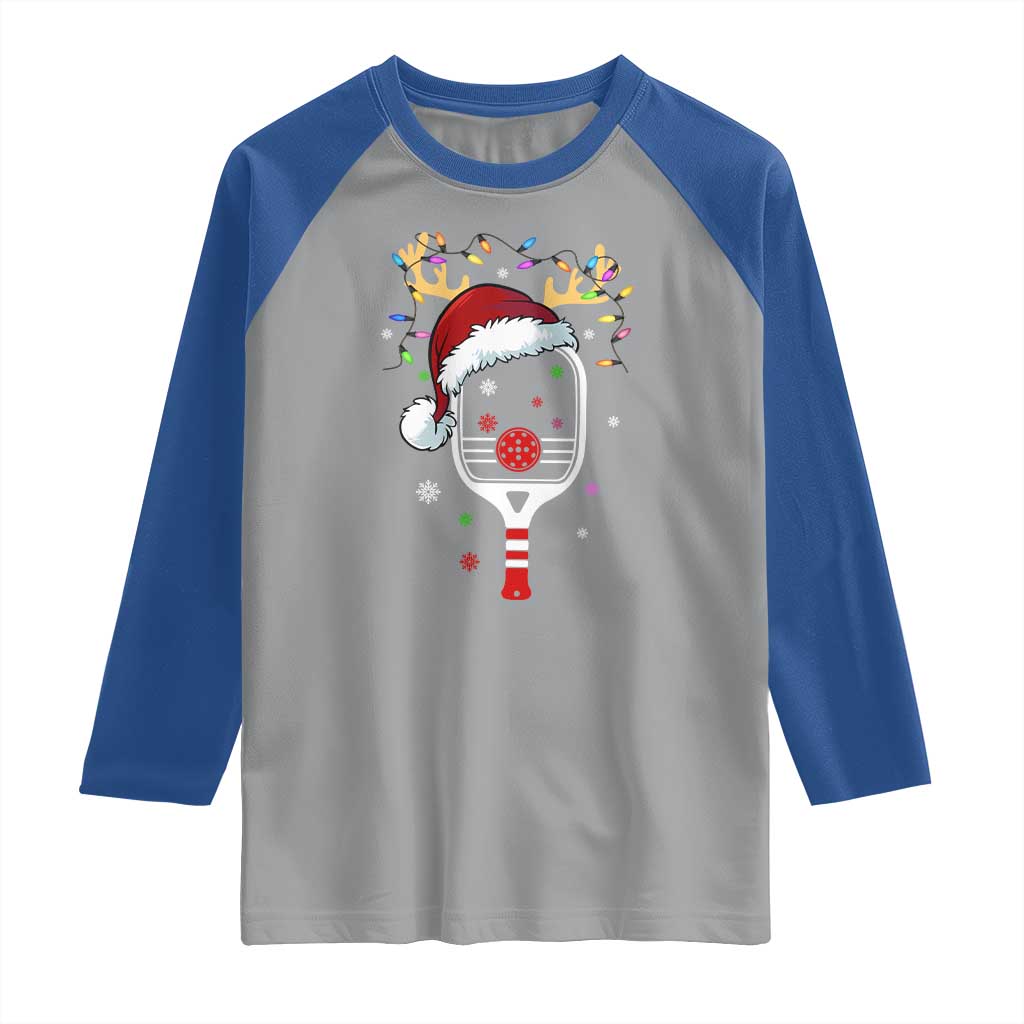 Pickleball Christmas Raglan Shirt Holiday Reindeer Player Gifts Sports Xmas