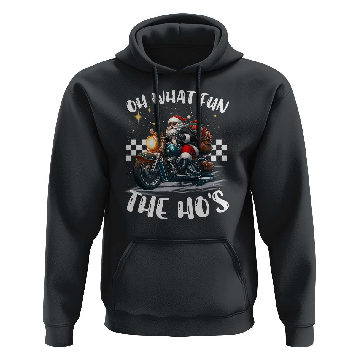 Biker Grandpa Santa on Motorcycle Christmas Hoodie Funny Oh What Fun It Is To Ride