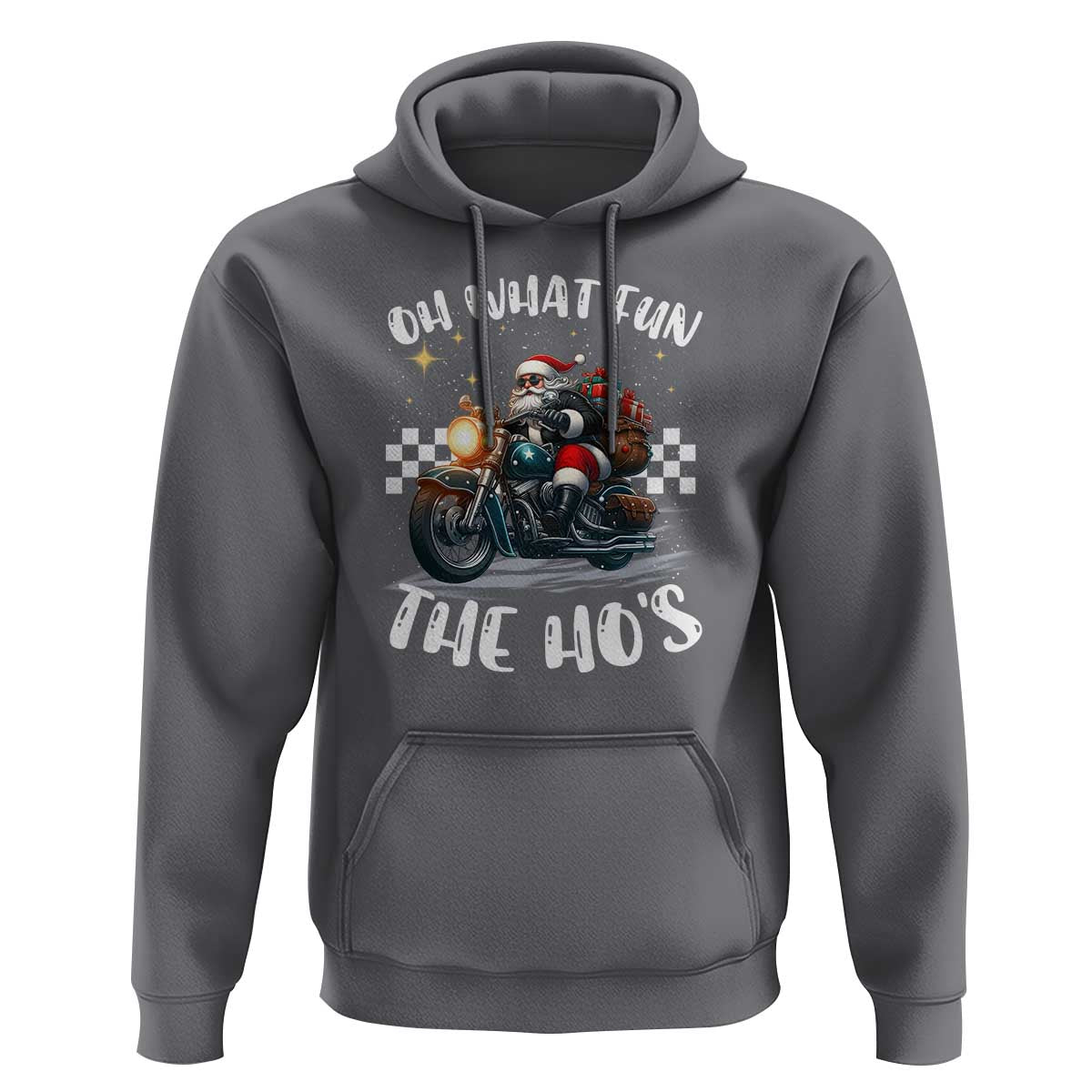 Biker Grandpa Santa on Motorcycle Christmas Hoodie Funny Oh What Fun It Is To Ride