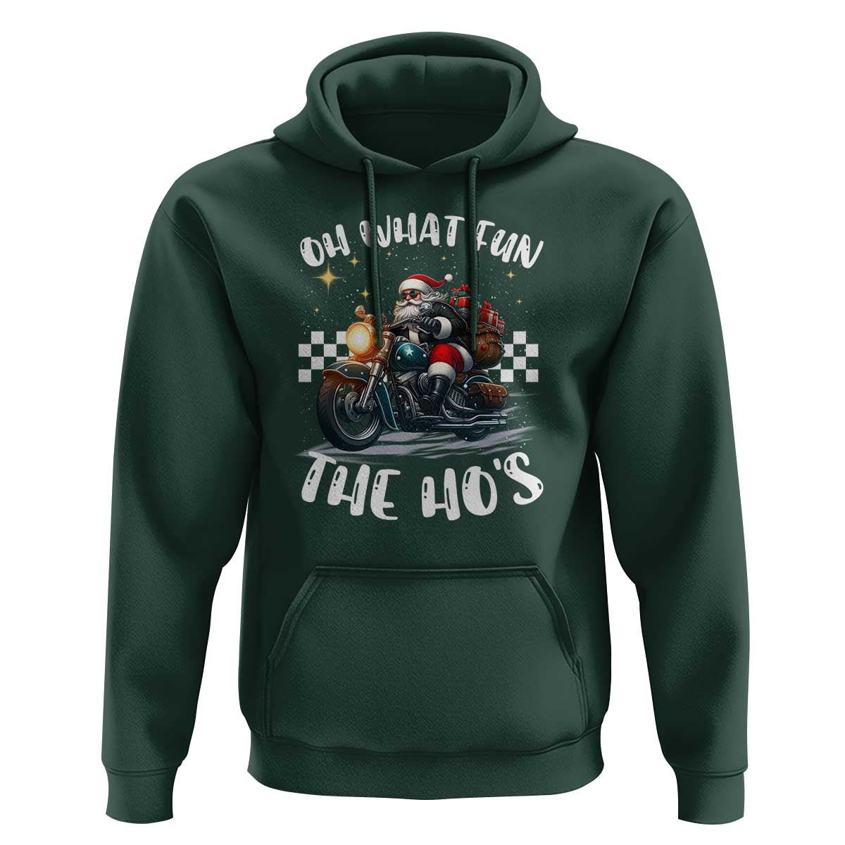 Biker Grandpa Santa on Motorcycle Christmas Hoodie Funny Oh What Fun It Is To Ride