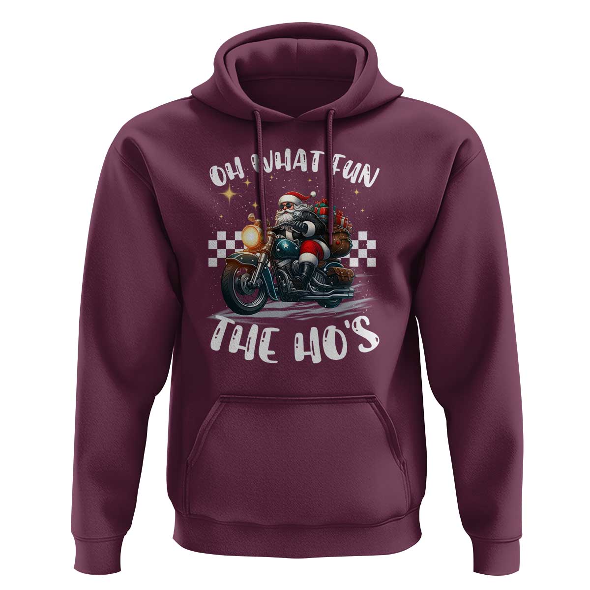 Biker Grandpa Santa on Motorcycle Christmas Hoodie Funny Oh What Fun It Is To Ride