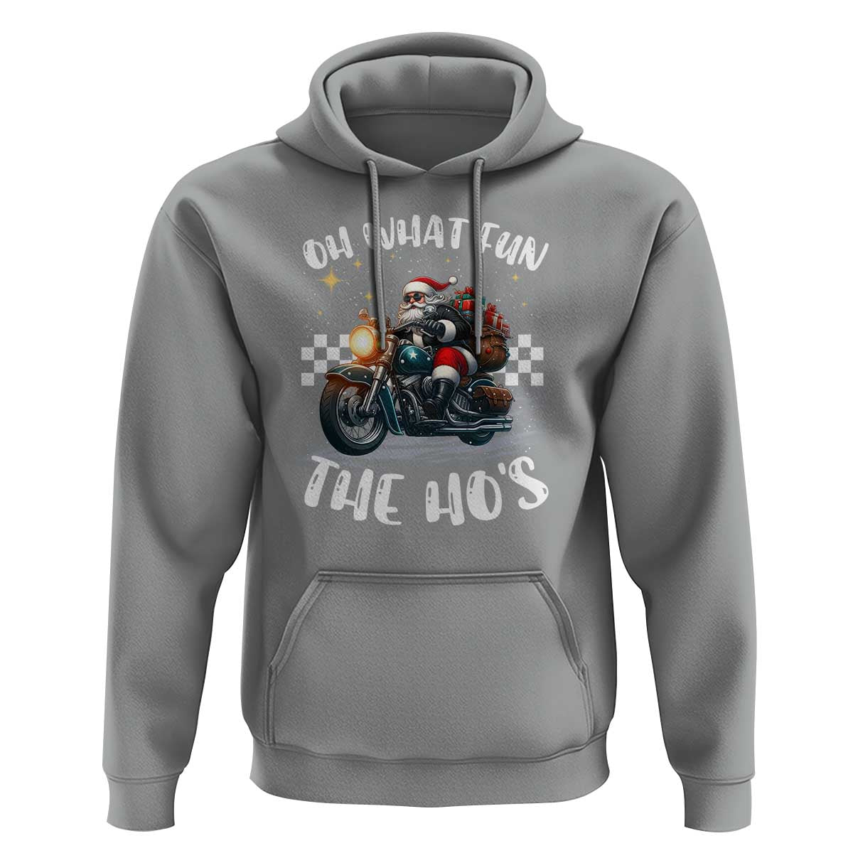 Biker Grandpa Santa on Motorcycle Christmas Hoodie Funny Oh What Fun It Is To Ride
