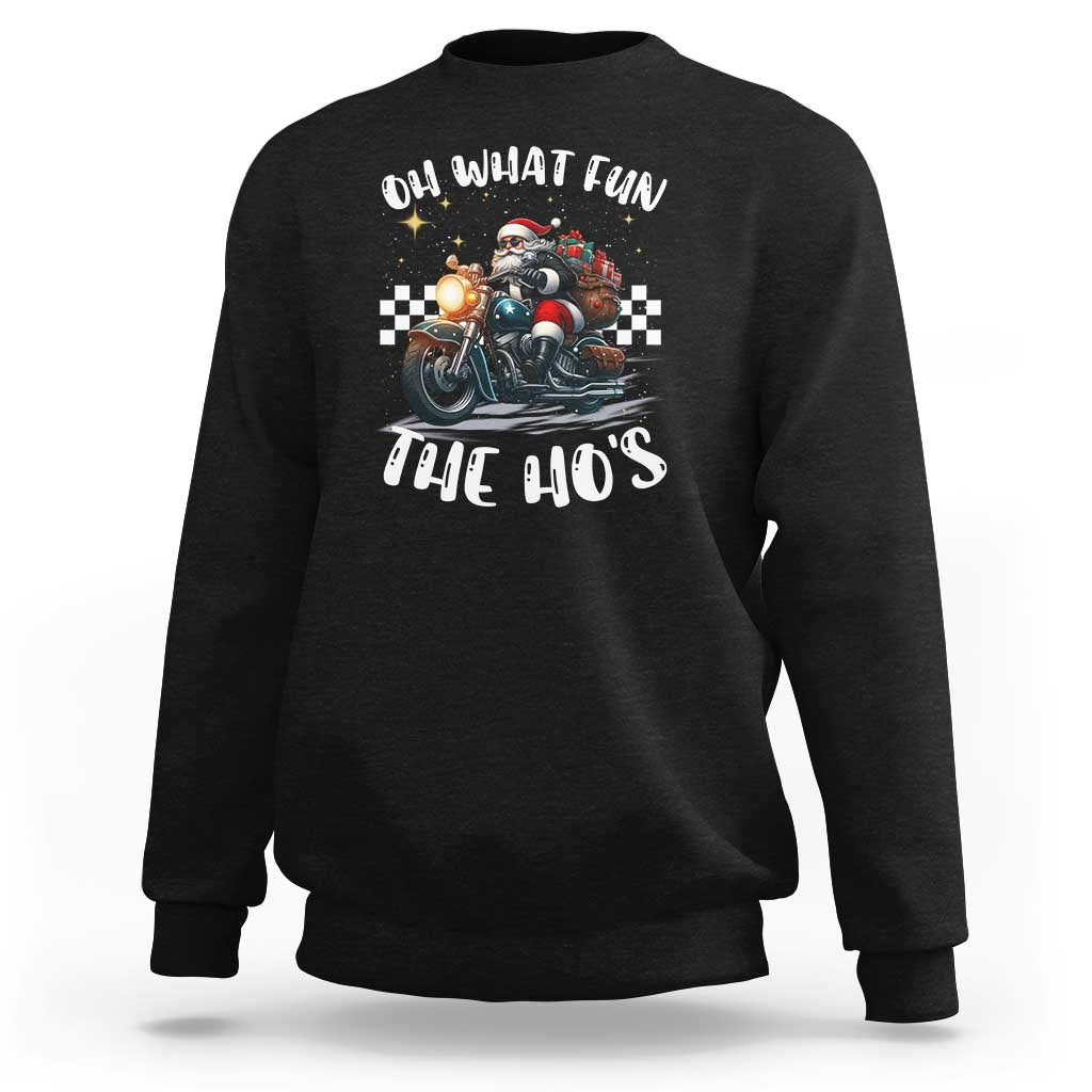 Biker Grandpa Santa on Motorcycle Christmas Sweatshirt Funny Oh What Fun It Is To Ride - Wonder Print Shop