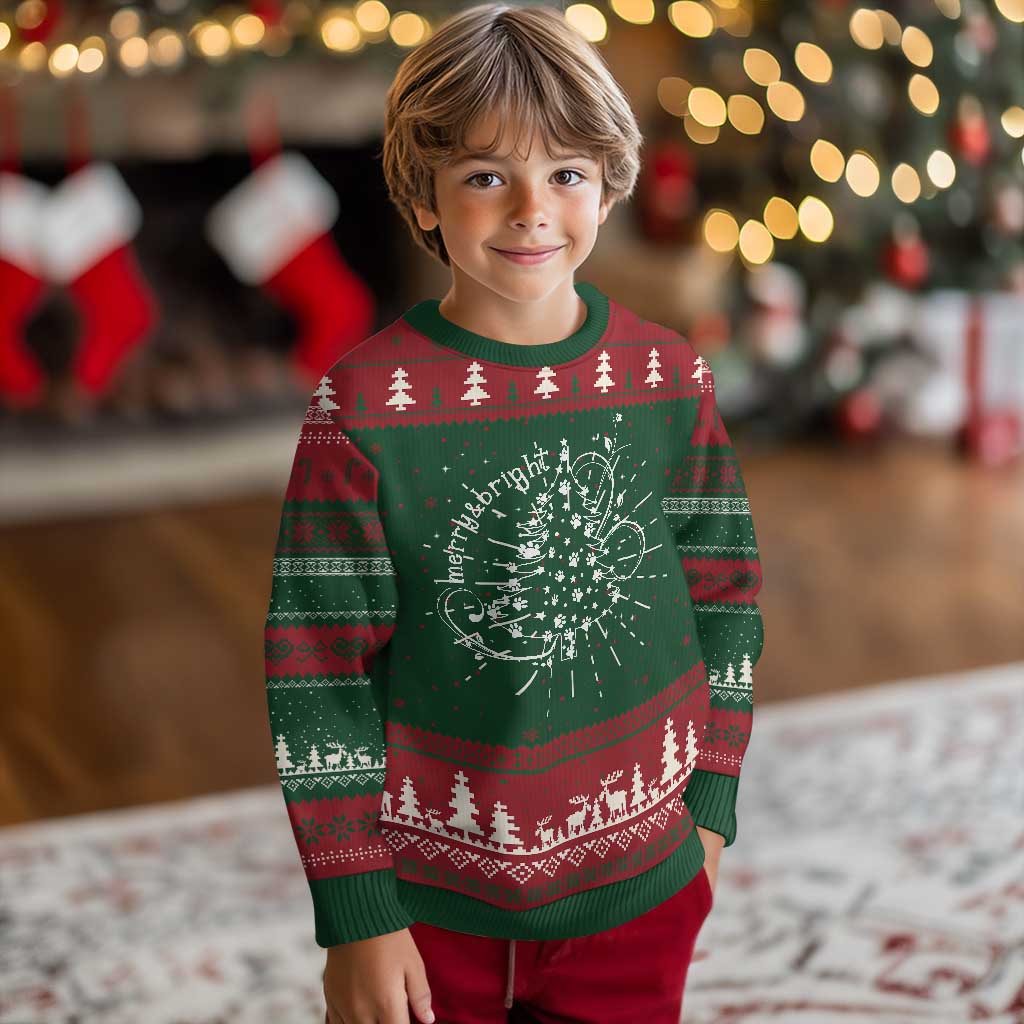Christmas Dog Ugly Christmas Sweater Merry & Bright Cute Xmas Tree with Paws Gift for Dog Lover - Wonder Print Shop