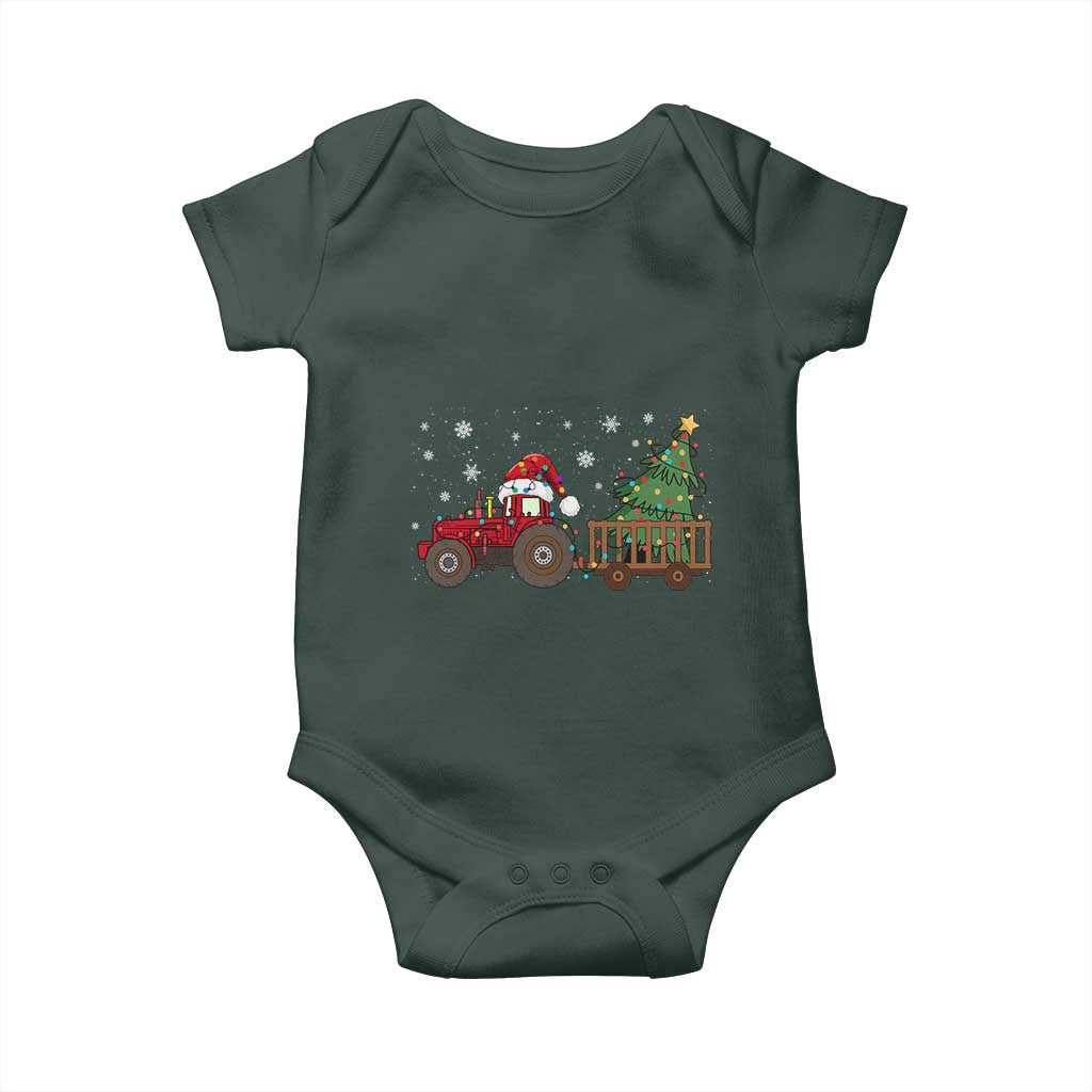 Tractor Christmas Baby Onesie Tree Lights Farmer Xmas Gift for Tractor Drivers