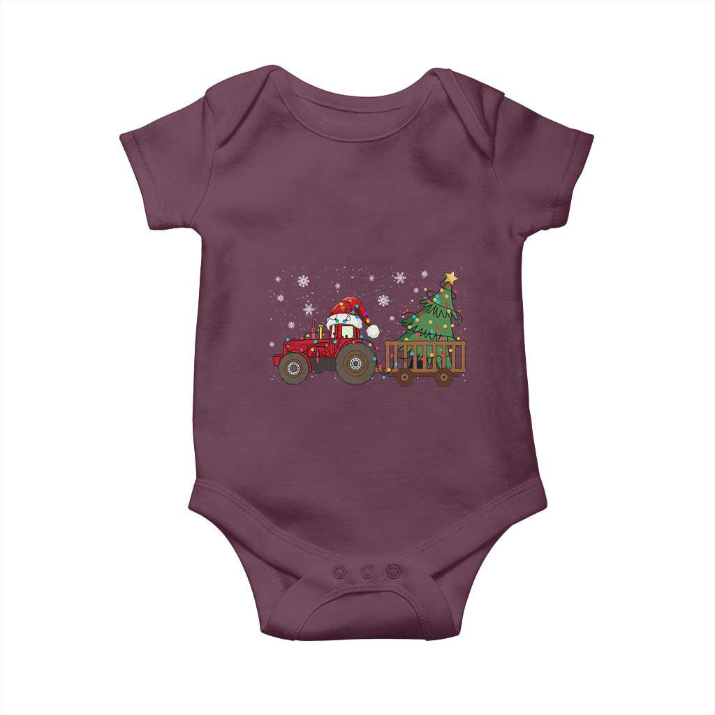 Tractor Christmas Baby Onesie Tree Lights Farmer Xmas Gift for Tractor Drivers
