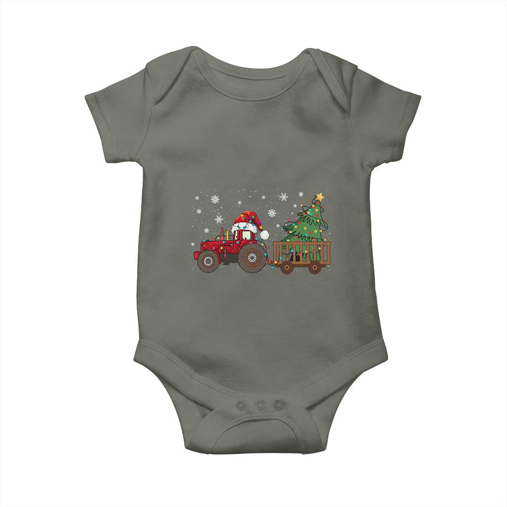 Tractor Christmas Baby Onesie Tree Lights Farmer Xmas Gift for Tractor Drivers