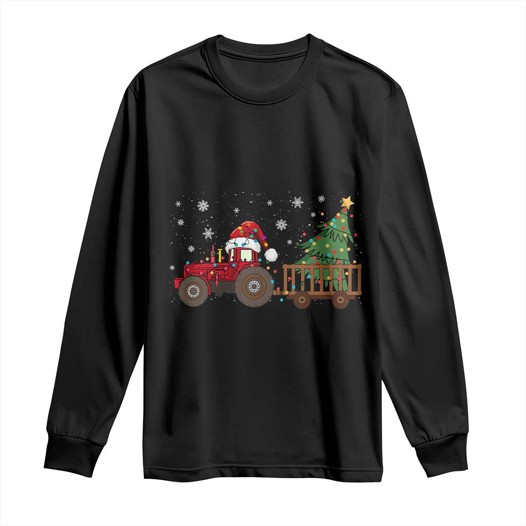 Tractor Christmas Long Sleeve Shirt Tree Lights Farmer Xmas Gift for Tractor Drivers