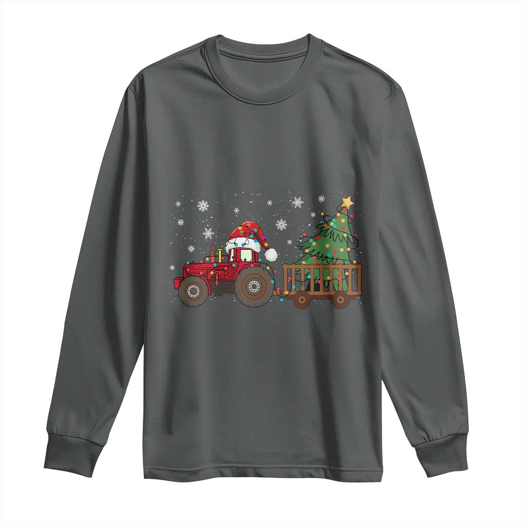 Tractor Christmas Long Sleeve Shirt Tree Lights Farmer Xmas Gift for Tractor Drivers