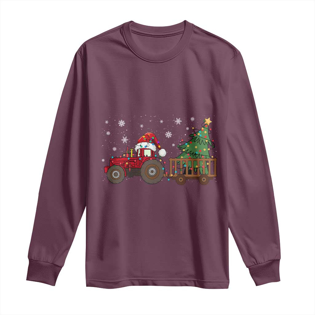 Tractor Christmas Long Sleeve Shirt Tree Lights Farmer Xmas Gift for Tractor Drivers