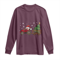 Tractor Christmas Long Sleeve Shirt Tree Lights Farmer Xmas Gift for Tractor Drivers