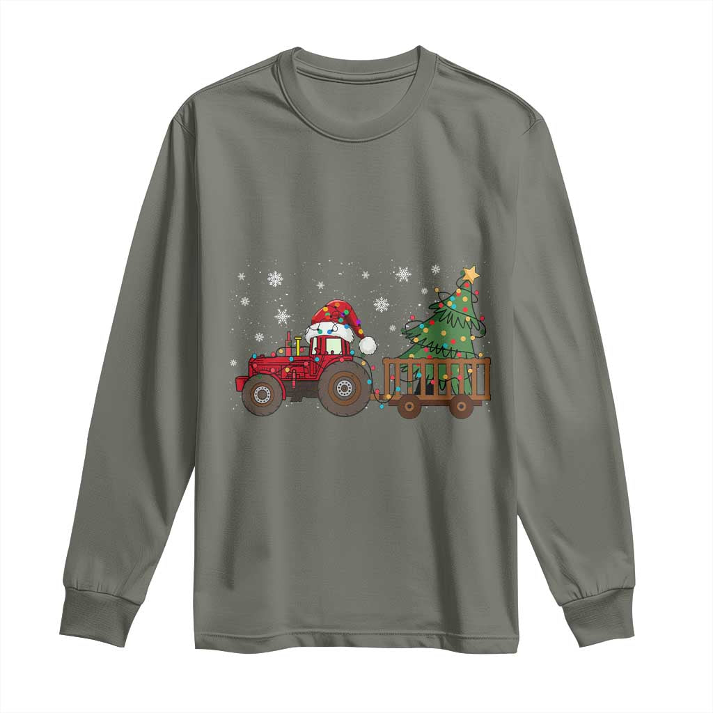 Tractor Christmas Long Sleeve Shirt Tree Lights Farmer Xmas Gift for Tractor Drivers