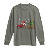 Tractor Christmas Long Sleeve Shirt Tree Lights Farmer Xmas Gift for Tractor Drivers
