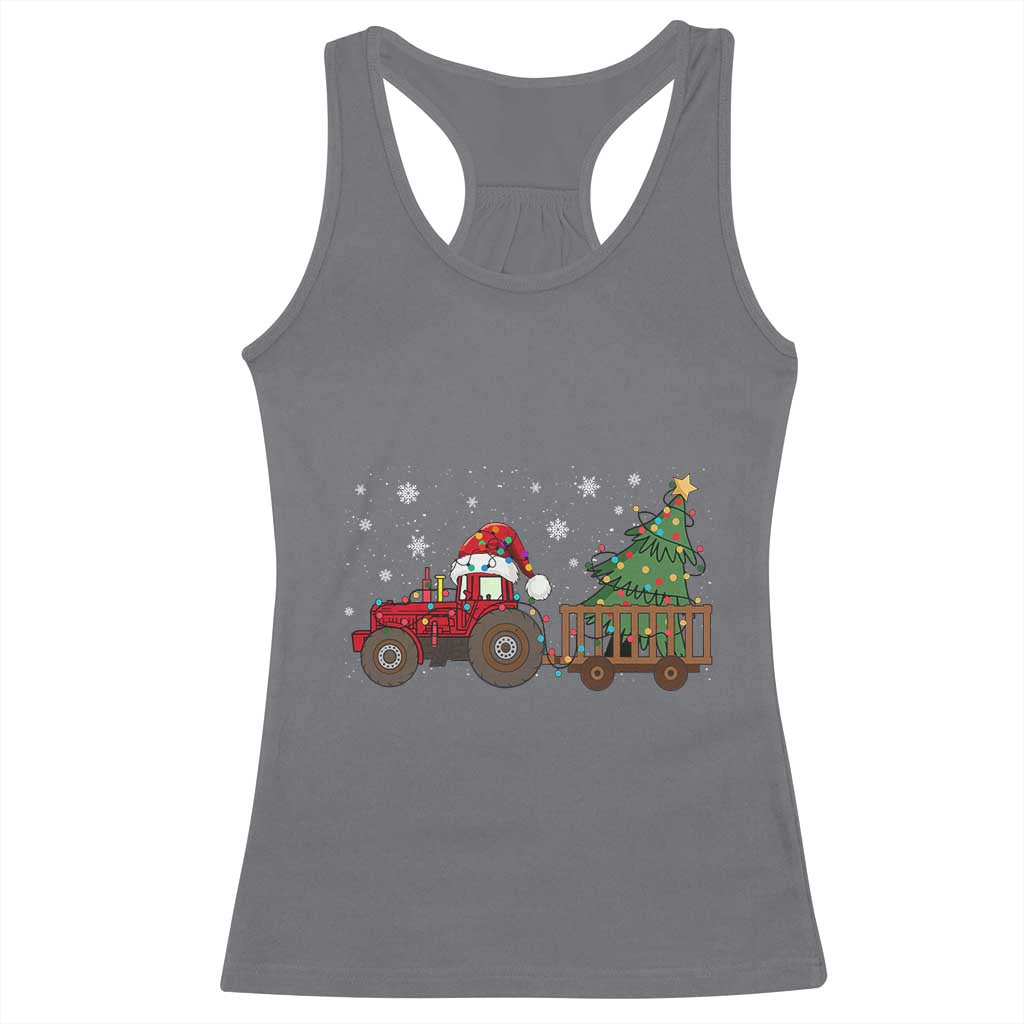 Tractor Christmas Racerback Tank Top Tree Lights Farmer Xmas Gift for Tractor Drivers