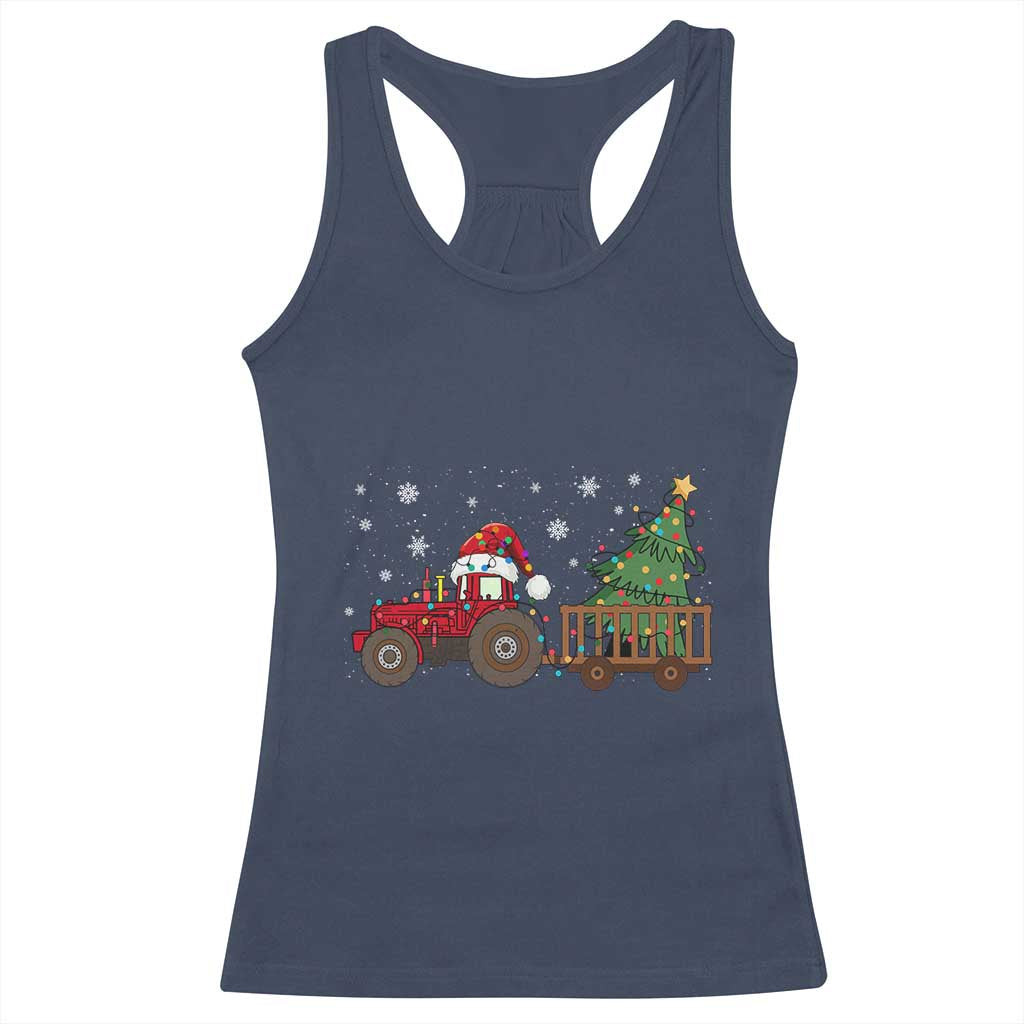 Tractor Christmas Racerback Tank Top Tree Lights Farmer Xmas Gift for Tractor Drivers