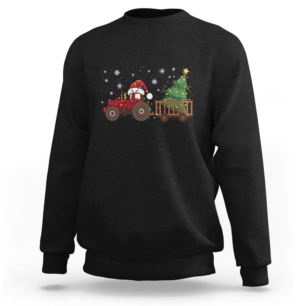 Tractor Christmas Sweatshirt Tree Lights Farmer Xmas Gift for Tractor Drivers - Wonder Print Shop
